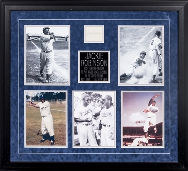 Jackie Robinson Signed Cut With 5 8x10 Photos in 30x34 Framed Display (Beckett)